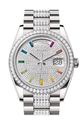Rolex Day-Date 36 Diamond Paved Diamond Dial Diamond Bezel White Gold Diamond President Watch 128349RBR